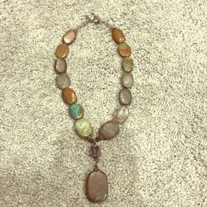 Turquoise and amethyst statement necklace